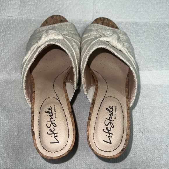 LifeStride Women's LAGUNA Platform Linen Slides Sandals Size 8 CREAM DAISY - Picture 10 of 11